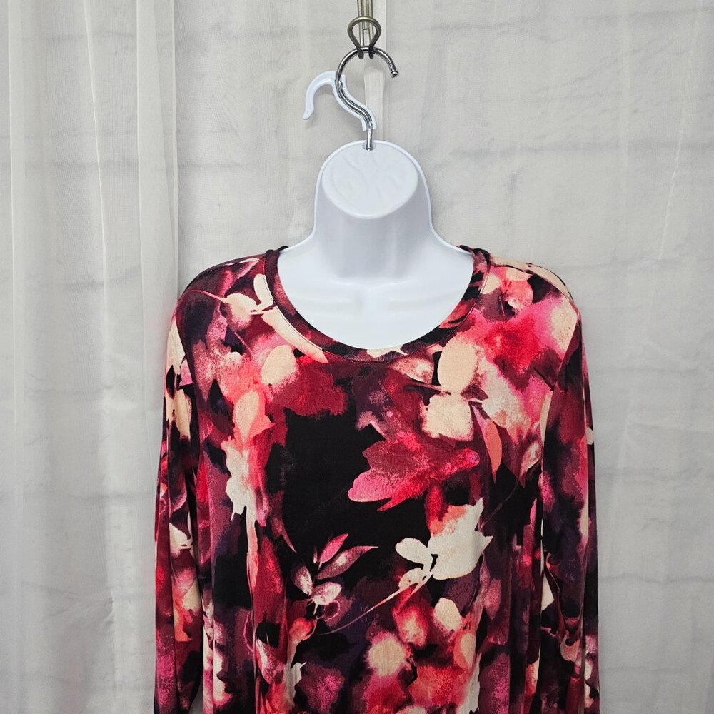Logo Lori Goldstein Dress Goth Grunge Midi Pink Black Floral Shift LP - Picture 3 of 14